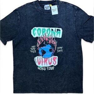 Men’s Medium GALLERY DEPT Corona World Tour Black Faded Short Sleeve T-Shirt NWT